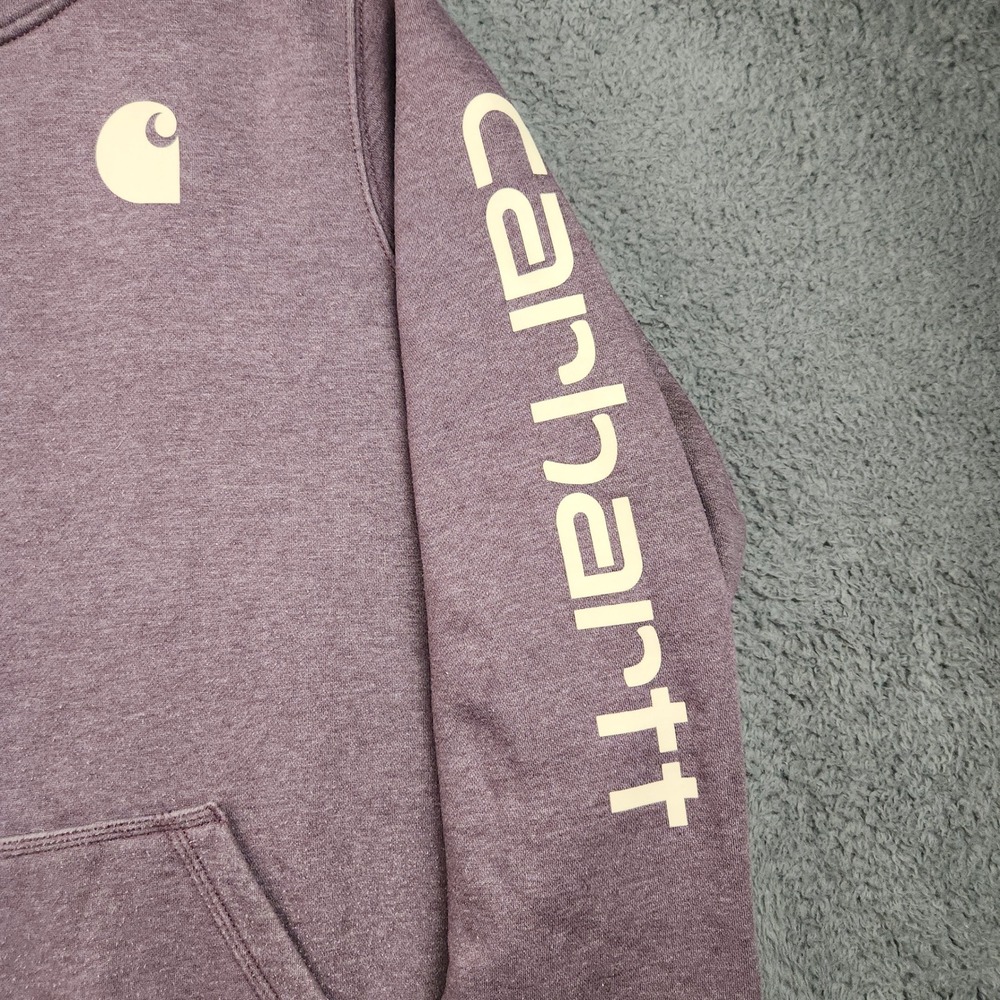 Carhartt Clarksburg Logo Hoodie Sweatshirt Women 2XL Relaxed Fit Purple Gorpcore - Picture 5 of 9